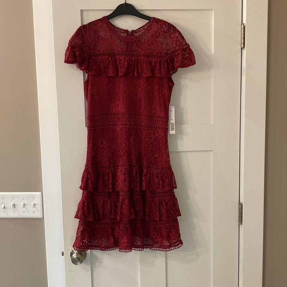 Deep red size 4 lace slipped dress